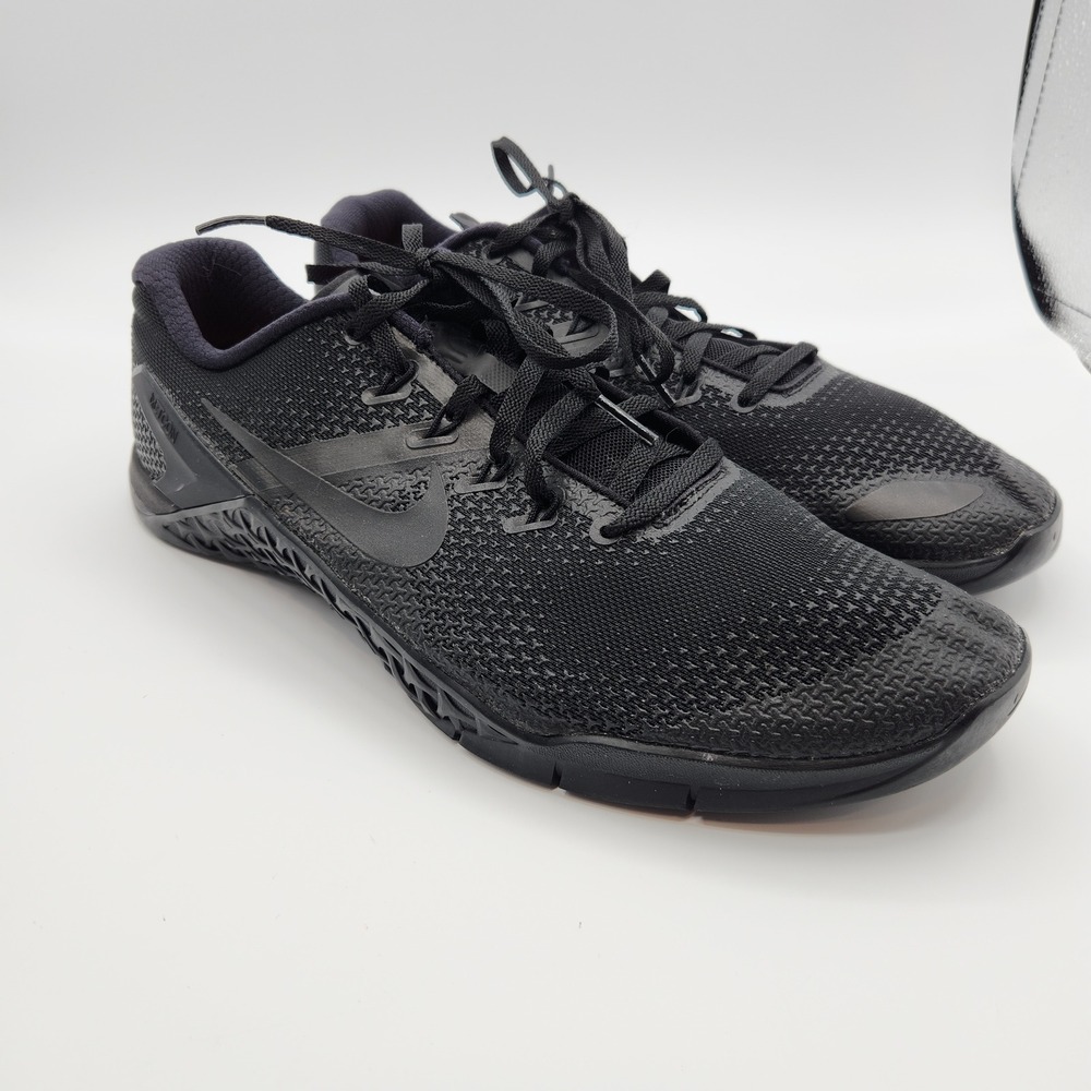 Nike Metcon 4 AH7453-001 Training Shoes Men's US 12 Black Swoosh Logo Lace Up